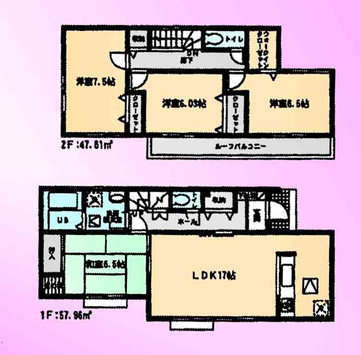 Floor plan. Price 15.9 million yen, 4LDK, Land area 156.22 sq m , Building area 105.57 sq m