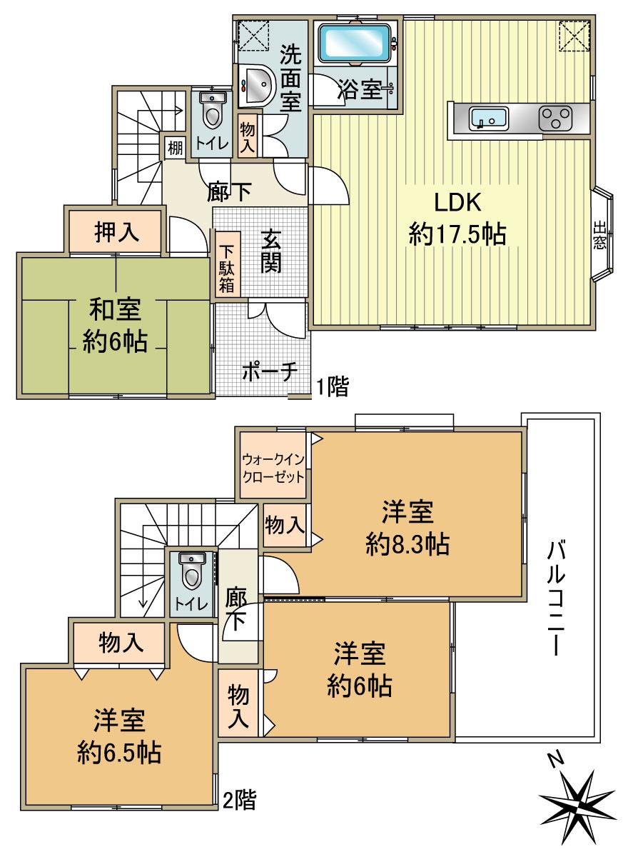 Floor plan. 14.5 million yen, 4LDK, Land area 146.58 sq m , Building area 105.37 sq m