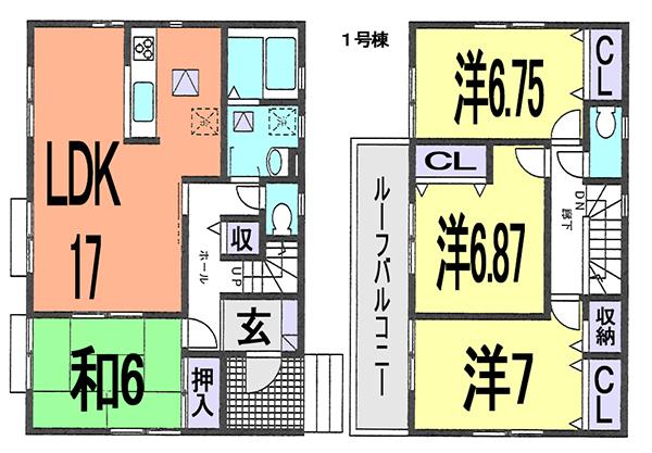 Floor plan. (1 Building), Price 15.8 million yen, 4LDK, Land area 156.15 sq m , Building area 105.37 sq m