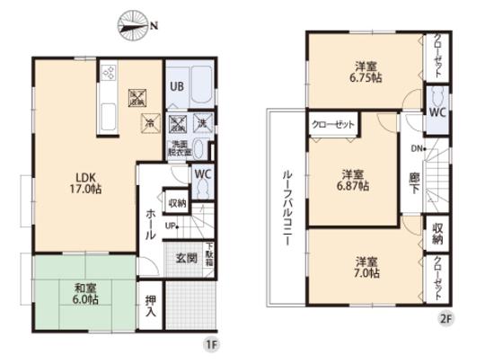 Floor plan. 15.8 million yen, 4LDK, Land area 156.15 sq m , Building area 105.37 sq m floor plan