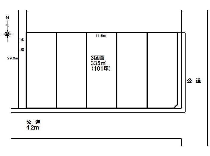 Compartment figure. Land price 6.8 million yen, Land area 335 sq m