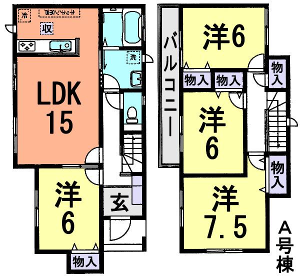 Floor plan. (A Building), Price 28.8 million yen, 4LDK, Land area 150.18 sq m , Building area 96.05 sq m
