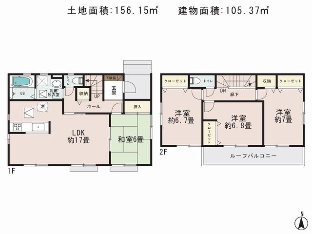 Floor plan. (1), Price 15.8 million yen, 4LDK, Land area 156.15 sq m , Building area 105.37 sq m