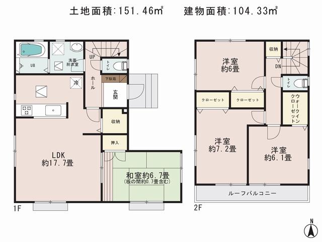Floor plan. (7), Price 16.8 million yen, 4LDK, Land area 151.46 sq m , Building area 104.33 sq m