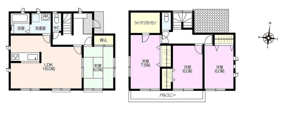 Floor plan. (1 Building), Price 26,800,000 yen, 4LDK, Land area 137.35 sq m , Building area 105.99 sq m