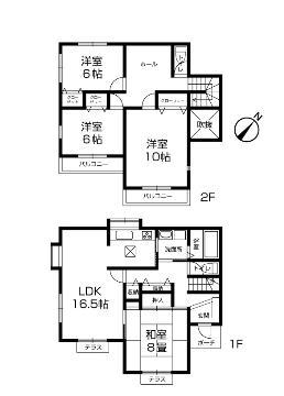 Floor plan. 22,800,000 yen, 4LDK, Land area 187.24 sq m , It is a building area of ​​118.97 sq m 2 floor hall with 4LDK.