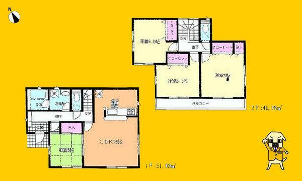 Floor plan. 18,800,000 yen, 4LDK, Land area 130.97 sq m , Building area 98.01 sq m