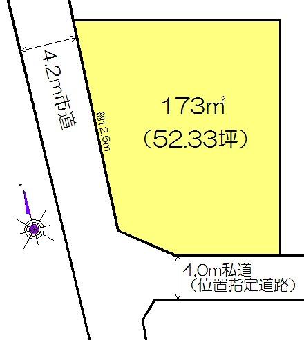 Compartment figure. Land price 16.2 million yen, Yang per well per land area 173 sq m southwest corner lot