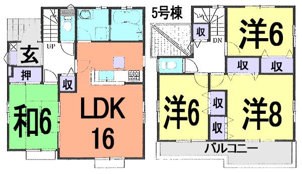 Floor plan. (5 Building), Price 24,800,000 yen, 4LDK, Land area 348.93 sq m , Building area 103.08 sq m