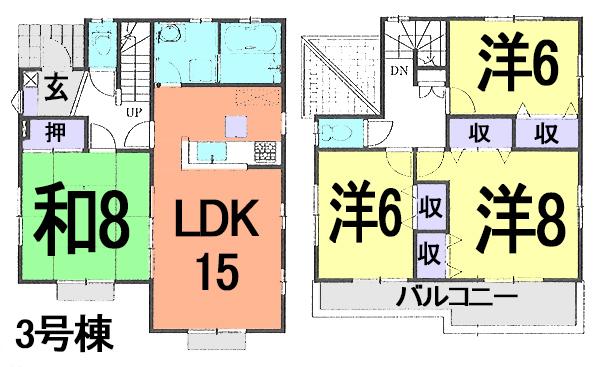 Floor plan. (3 Building), Price 25,800,000 yen, 4LDK, Land area 348.92 sq m , Building area 103.5 sq m
