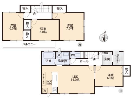 Floor plan. 28.8 million yen, 4LDK, Land area 150.18 sq m , Building area 96.05 sq m floor plan