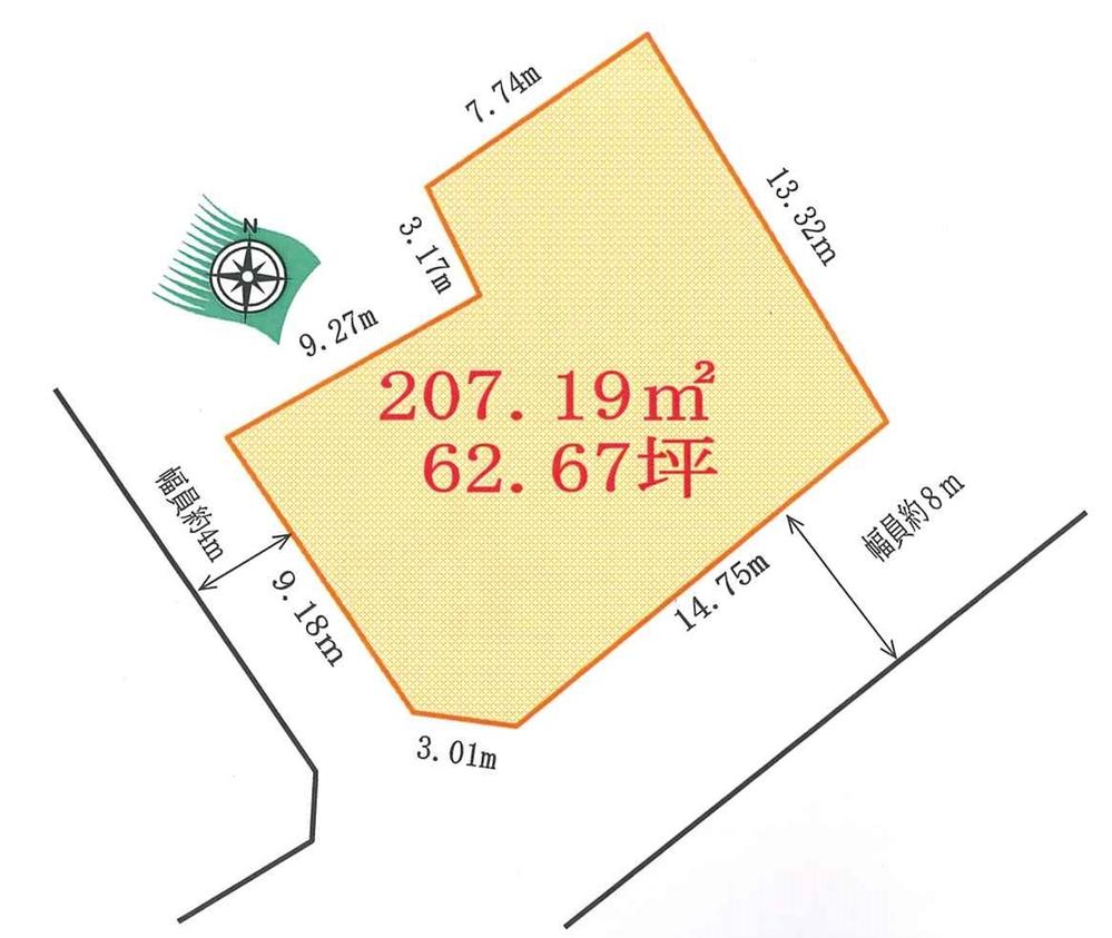 Compartment figure. Land price 8.8 million yen, Land area 207.19 sq m