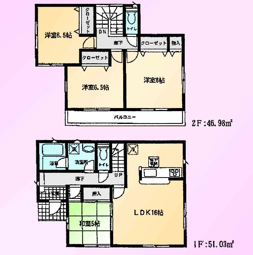 Floor plan. 18,800,000 yen, 4LDK, Land area 130.97 sq m , Building area 98.01 sq m