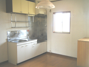 Kitchen. With bright windows in the kitchen