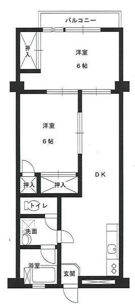 Floor plan. 2DK, Price 4.3 million yen, Occupied area 48.45 sq m