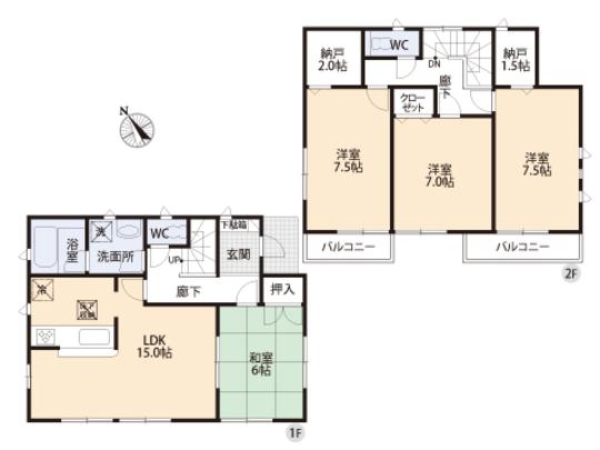 Floor plan. 26,800,000 yen, 4LDK, Land area 137.79 sq m , Building area 102.05 sq m floor plan