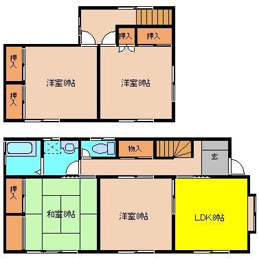 Floor plan. 4.5 million yen, 4LDK, Land area 130.47 sq m , Building area 101.02 sq m