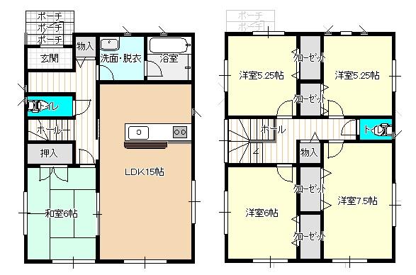 Floor plan. 22,800,000 yen, 5LDK, Land area 198.71 sq m , Building area 106.1 sq m