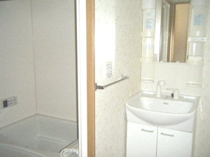 Washroom. Wide undressing space also attached washbasin