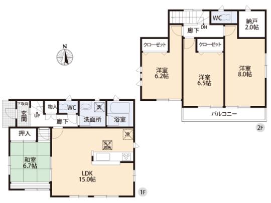 Floor plan. 18,800,000 yen, 4LDK, Land area 153.42 sq m , Building area 95.17 sq m floor plan