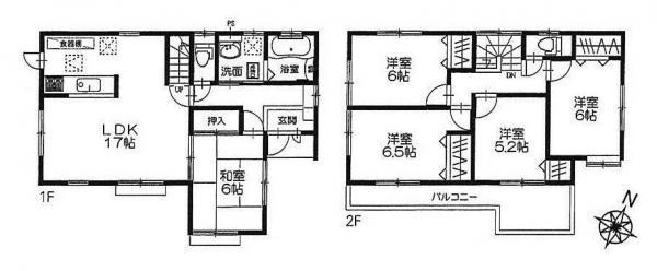 Floor plan. 16.8 million yen, 5LDK, Land area 210.78 sq m , Building area 109.3 sq m