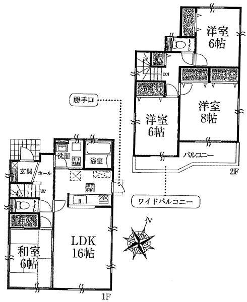 Floor plan. 21,800,000 yen, 4LDK, Land area 153.75 sq m , Building area 102.67 sq m