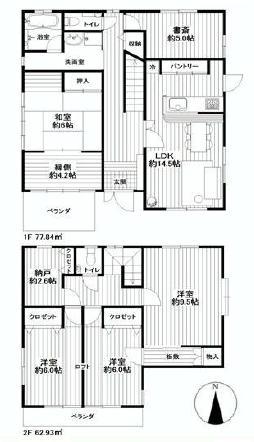 Floor plan. 24,900,000 yen, 4LDK + 2S (storeroom), Land area 221.98 sq m , Building area 140.77 sq m