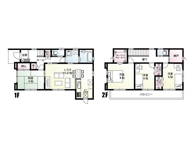 Floor plan. (A Building), Price 26,800,000 yen, 4LDK+S, Land area 170.49 sq m , Building area 109.54 sq m