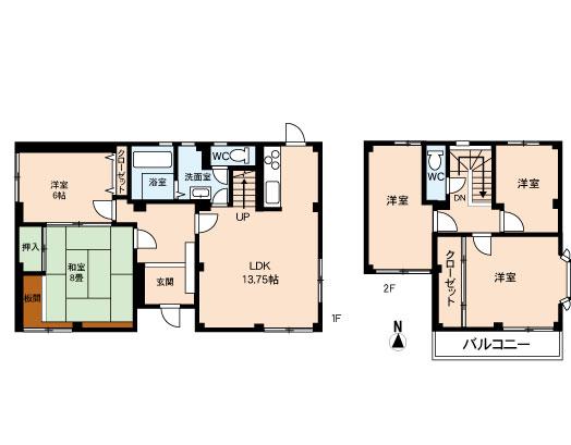 Floor plan. 18,800,000 yen, 5LDK, Land area 229.99 sq m , Building area 122.07 sq m