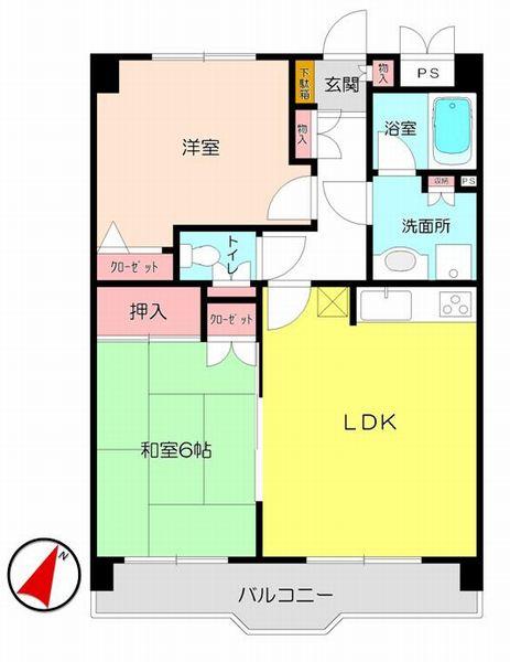 Floor plan. 2LDK, Price 4.5 million yen, Footprint 46.8 sq m