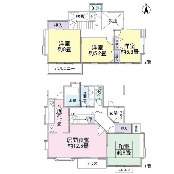 Floor plan. 9.8 million yen, 4LDK, Land area 174.84 sq m , Building area 109.92 sq m