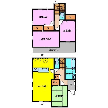 Floor plan. 18.4 million yen, 4LDK, Land area 224.5 sq m , Building area 97.28 sq m