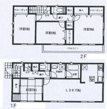 Floor plan. (1 Building), Price 14.8 million yen, 4LDK, Land area 142 sq m , Building area 96.79 sq m