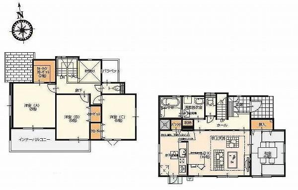 Floor plan. (1 Building), Price 26,600,000 yen, 4LDK, Land area 158.79 sq m , Building area 105.99 sq m