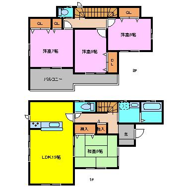 Floor plan. 20,900,000 yen, 4LDK, Land area 224.07 sq m , Building area 96.87 sq m