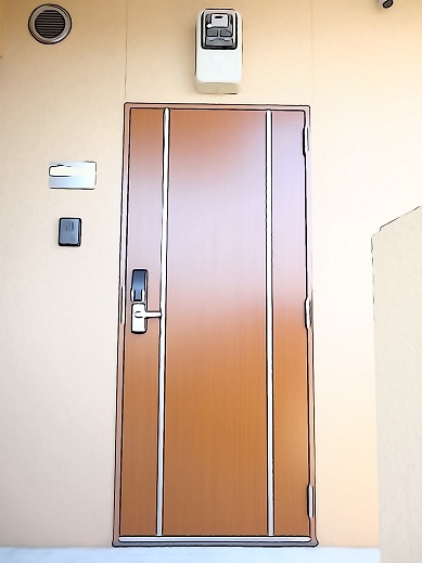 Entrance. Entrance door of woodgrain