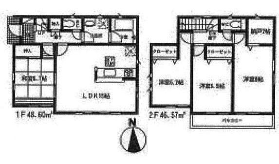 Floor plan. 19,800,000 yen, 4LDK, Land area 153.42 sq m , Building area 95.17 sq m