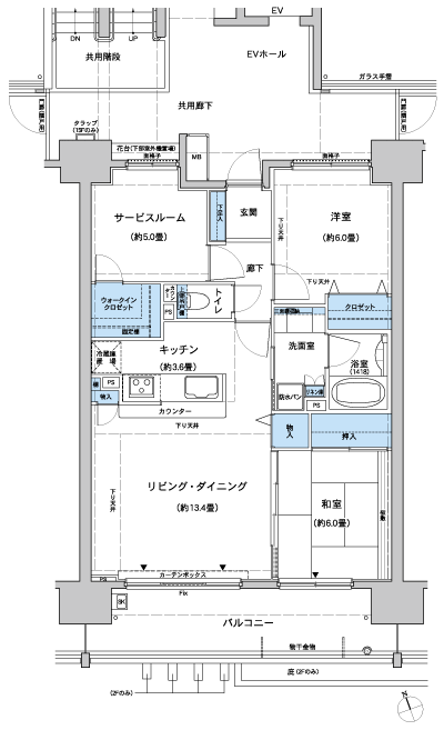 Floor: 2LDK + S + WIC, the occupied area: 75.47 sq m