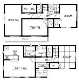 Floor plan. (Building 2), Price 17.8 million yen, 4LDK, Land area 156.09 sq m , Building area 96.38 sq m