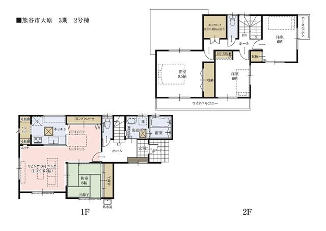 Floor plan.  [Between 2 Building floor plan] Something clutter is to tend to the kitchen pantry is a big success. You can stock such as ingredients and seasonings, Since the easy-to-understand what is where it is, It is convenient and out. 