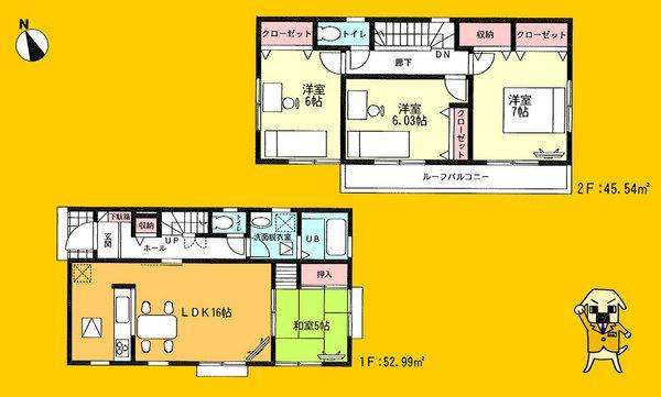 Floor plan. 20.8 million yen, 4LDK, Land area 190.55 sq m , Building area 98.53 sq m