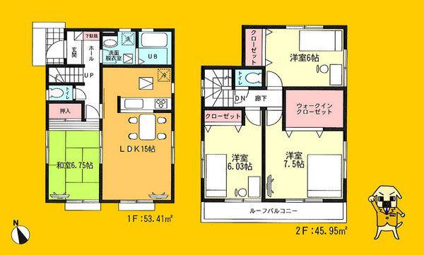 Floor plan. 22,800,000 yen, 4LDK, Land area 142.36 sq m , Building area 99.36 sq m