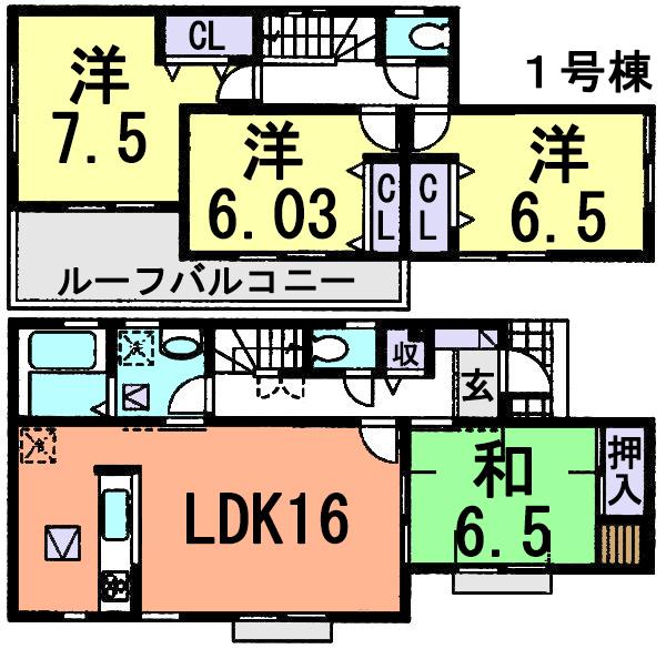 Floor plan. (1 Building), Price 21,800,000 yen, 4LDK, Land area 155.76 sq m , Building area 99.78 sq m