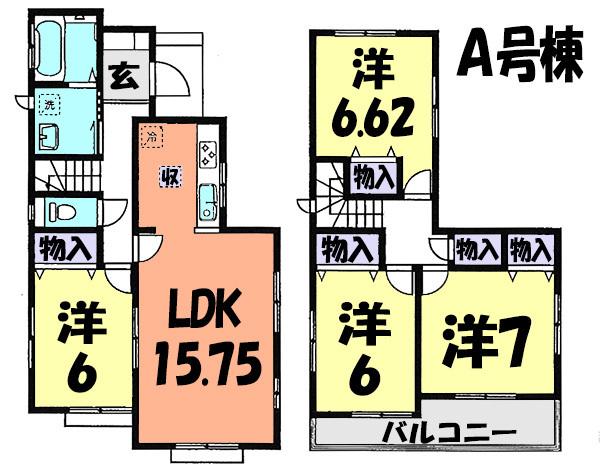 Floor plan. (A Building), Price 19,800,000 yen, 4LDK, Land area 140.21 sq m , Building area 97.29 sq m