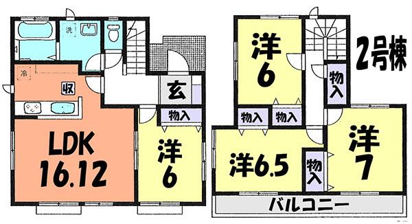Floor plan. (Building 2), Price 20.8 million yen, 4LDK, Land area 191.82 sq m , Building area 98.53 sq m
