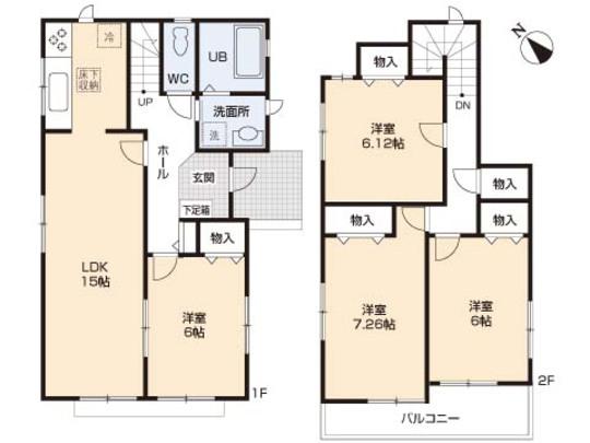 Floor plan. 21,800,000 yen, 4LDK, Land area 145.88 sq m , Building area 96.88 sq m floor plan