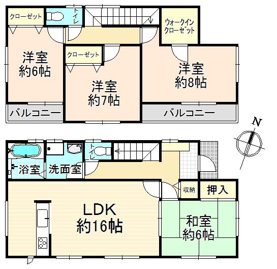 Floor plan. (Building 2), Price 24,800,000 yen, 4LDK, Land area 146.27 sq m , Building area 105.99 sq m