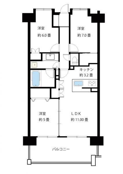Floor plan. 3LDK, Price 30,900,000 yen, Occupied area 72.44 sq m , Balcony area 11.97 sq m 2013 / 06 / 22 shooting