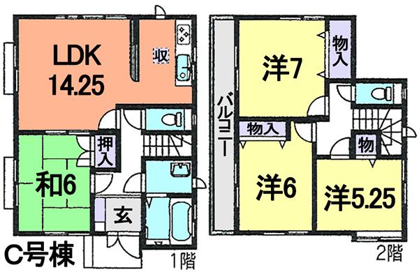 Floor plan. (C Building), Price 28.8 million yen, 4LDK, Land area 129.23 sq m , Building area 91.71 sq m