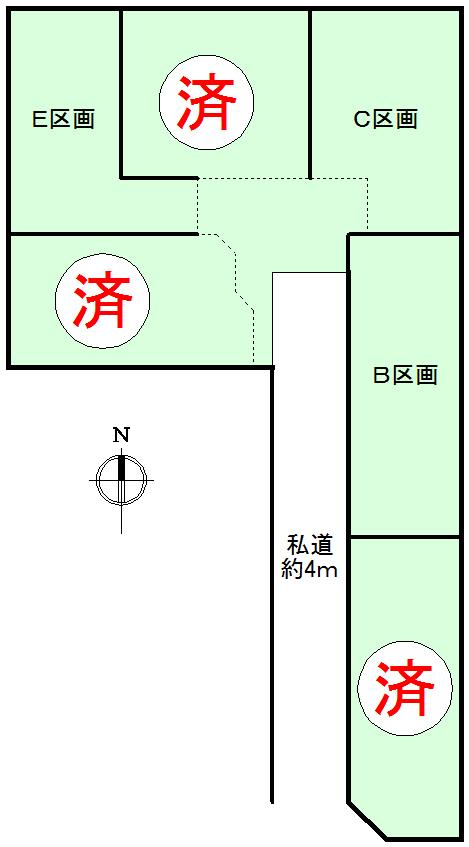 Compartment figure. Land price 9.8 million yen, Land area 135 sq m